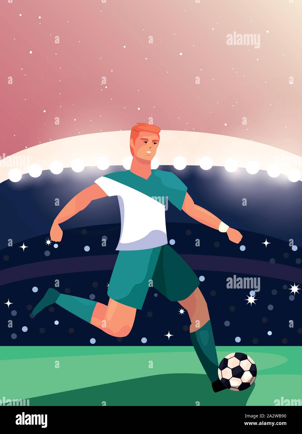 soccer player man standing in stadium vector illustration design Stock ...