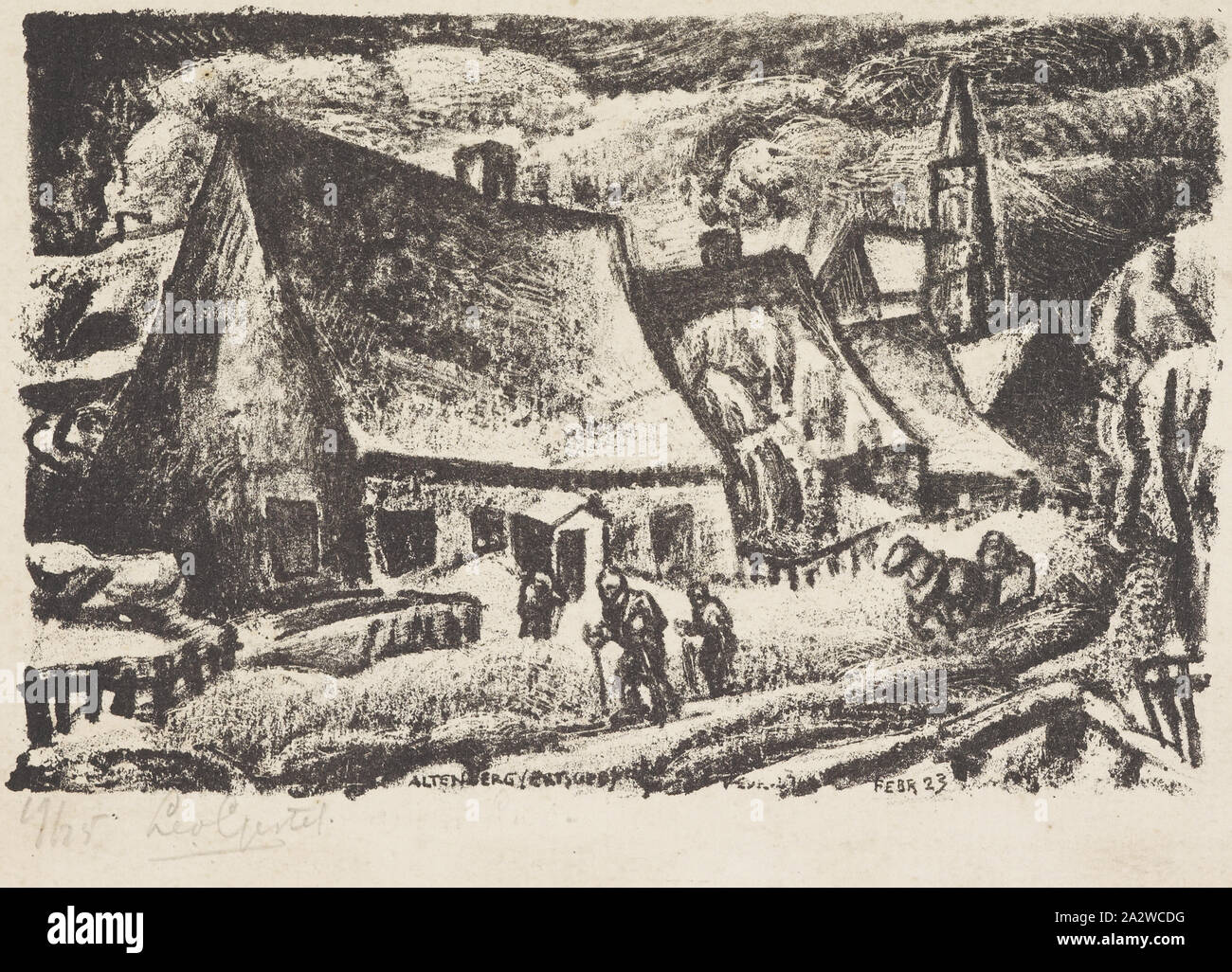 Altenberg (Ertsgebergte), Leo Gestel (Dutch, 1881-1941), 1923, lithograph, 3-1/2 x 5-3/4 in. (image) 6-3/4 x 8-7/8 (sheet), Inscribed and signed in pencil, below image, l.l.: 19/25 Leo Gestel Stock Photo