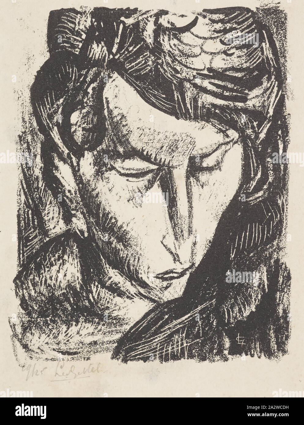 Head, Leo Gestel (Dutch, 1881-1941), 1923, lithograph, 5-3/4 x 4-3/8 in. (image) 8 x 6-1/4 (sheet), Inscribed and signed in pencil, below image, l.l.: 19/25 Leo Gestel Stock Photo