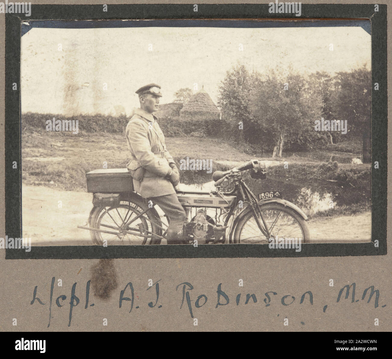 Photograph - 'L/Cpl. A. J. Robinson', France, Sergeant John Lord, World War I, 1916-1917, Black and white photographic print which depicts Lance Corporal Albert Joseph Robinson. Albert Joseph Robinson enlisted in the Australian army on the 20th of August 1914 at 24 years of age. He was initially deployed to Gallipoli in August 1915 but was soon transferred to the 13th Field Ambulance in February 1916 and disembarked at Marseilles in June of the same year Stock Photo