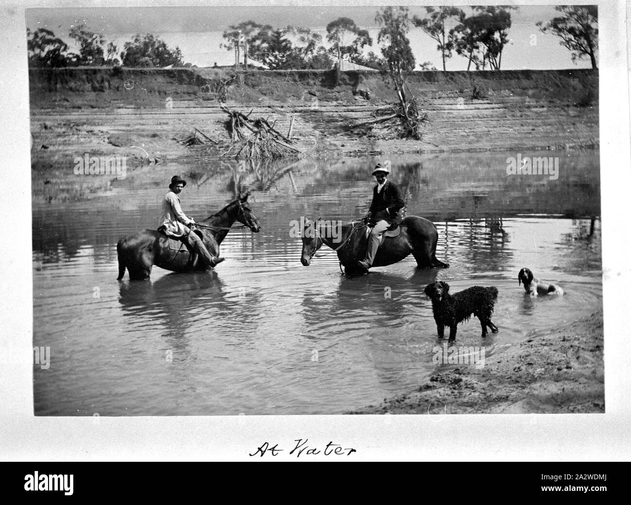 Photograph by A.J. Campbell, Echuca District, Victoria, 1894, Two riders on horseback in the