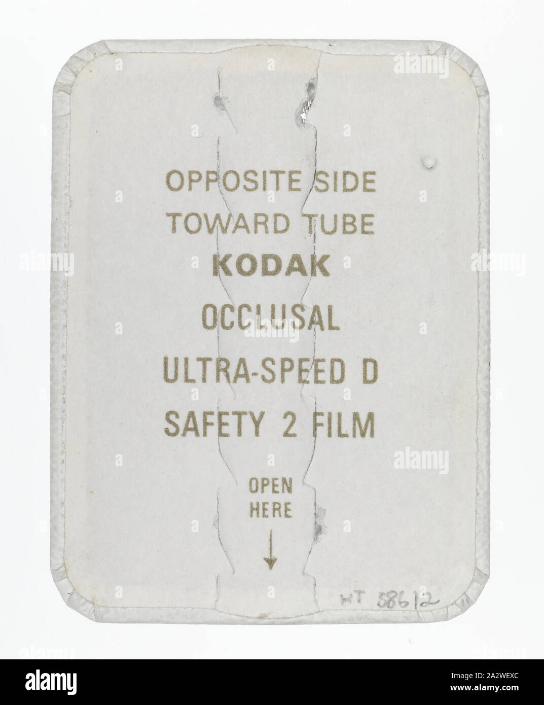 Dental Film - Kodak Australasia Pty Ltd, ' Occlusal Ultra-Speed D Safety 2 Film', Kodak Occlusal Ultra-Speed D Safety 2 Film. This product is part of the Kodak collection of products, promotional materials, photographs and working life artefacts, when the Melbourne manufacturing plant at Coburg closed down. manufactured and distributed a wide range of photographic products to Australasia, such as film, paper, chemicals, cameras Stock Photo