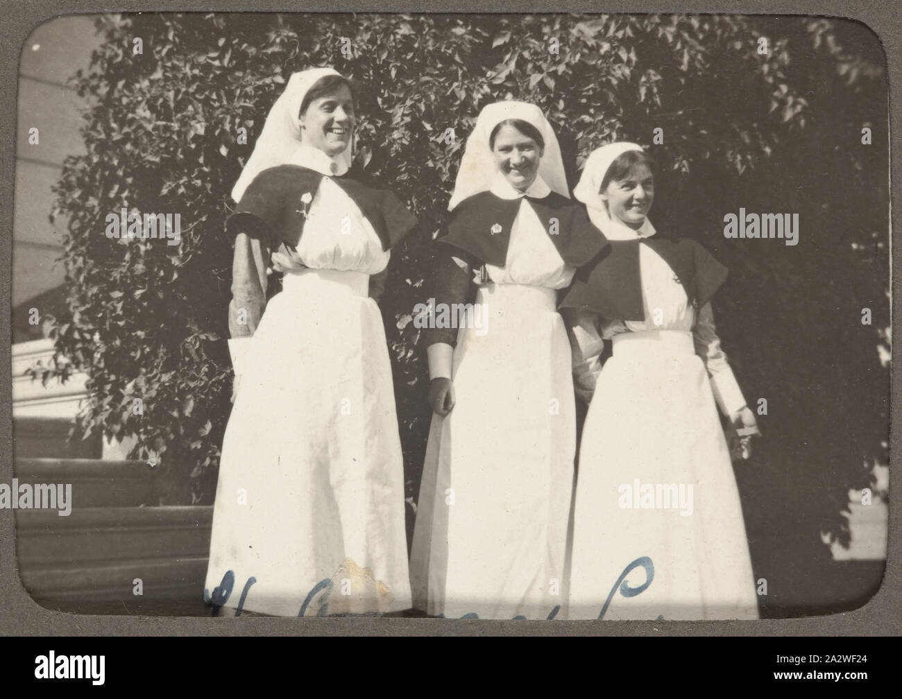 Digital Image - World War I, Three Nurses, Egypt, 1915-1917, Digital image  of a photograph from an album compiled by Sister Selina Lily (Lil)  Mackenzie, documenting life as an Australian nurse during