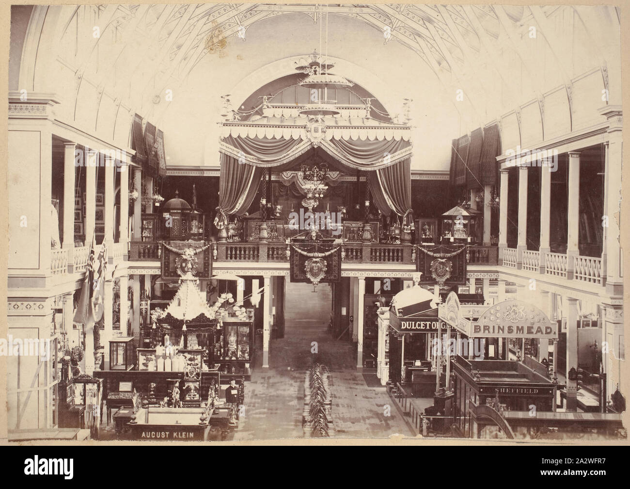 Photograph - German Imperial Tent, North Transept, Great Hall, Exhibition Building, 1880-1881, View of the German Imperial Tent on the balcony of the north transept of the Great Hall of the permanent Exhibition Building at the 1880 Melbourne International Exhibition held at the Exhibition Buildings, Carlton Gardens, between 1 October 1880 and 30 April 1881. While the official plans for the exhibition show Germany having been allocated various court space in at least three different areas Stock Photo
