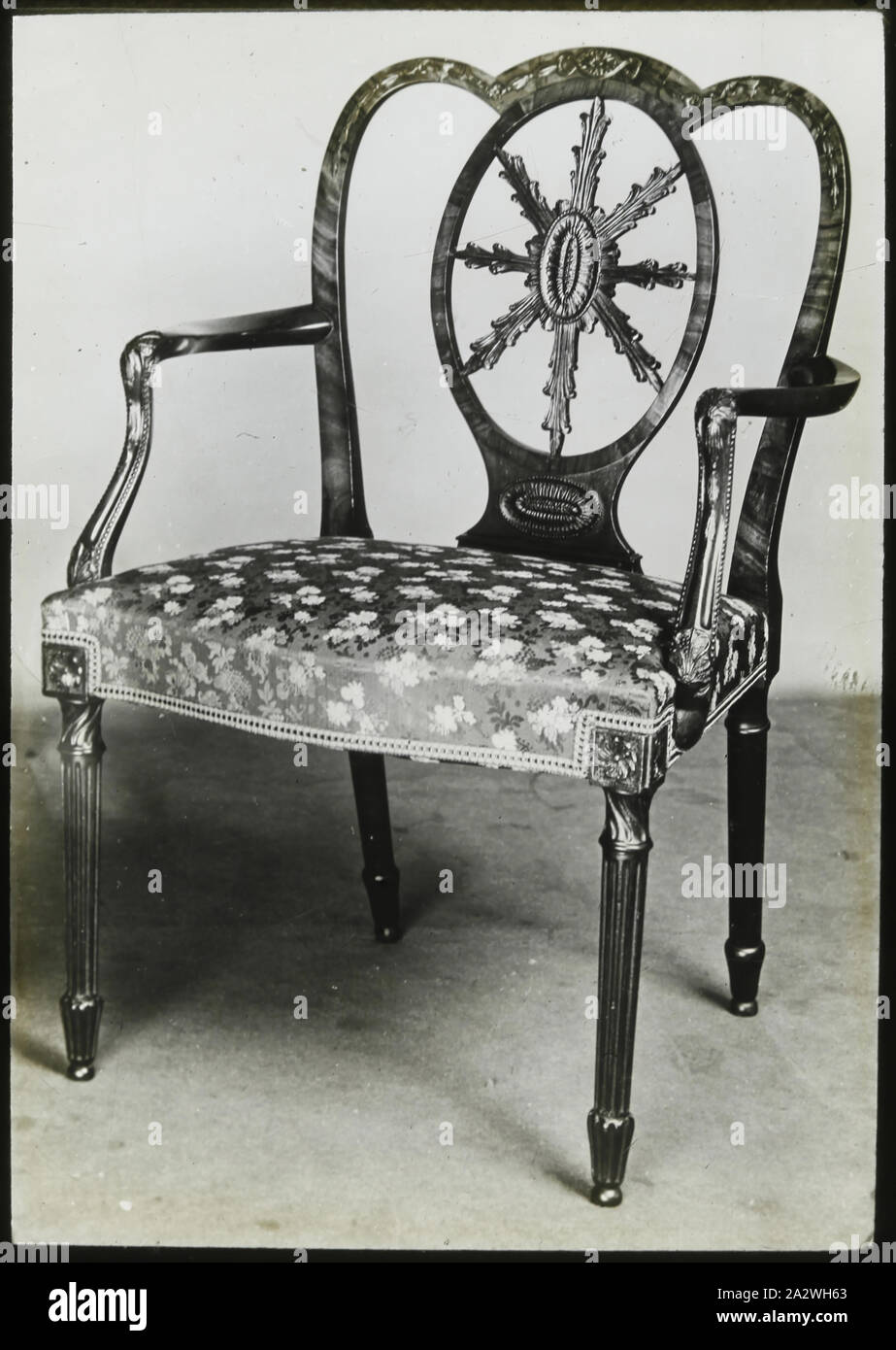 Lantern Slide - 'Adam Star Chair', 1909-1930, One of a set of ninety magic lantern slides containing images of artefacts, art works, decorative arts, interiors and furniture which appear to belong to various museum and gallery collections in the United Kingdom. The Francis Collection of pre-cinematic apparatus and ephemera was acquired by the Australian and Victorian Governments in 1975 Stock Photo