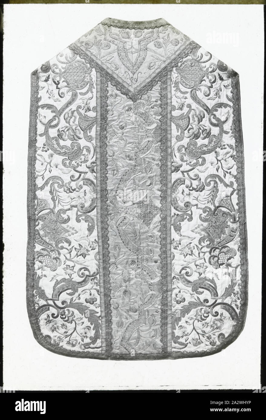 Lantern Slide - Italian Chasuble, 1909-1930, One of a set of ninety photographic magic lantern slides containing images of artefacts, art works, decorative arts, interiors and furniture which appear to belong to various museum and gallery collections in the United Kingdom. The Francis Collection of pre-cinematic apparatus and ephemera was acquired by the Australian and Victorian Governments in 1975 Stock Photo