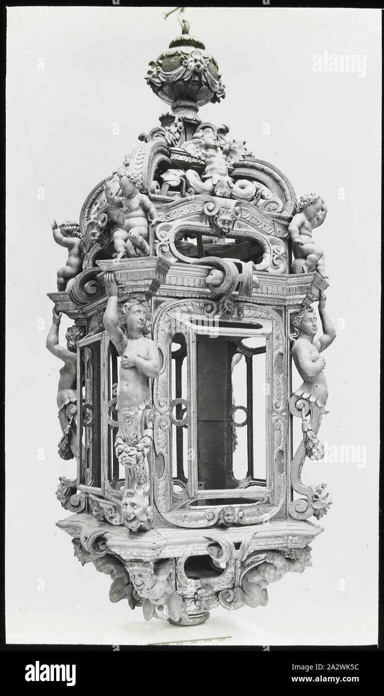Lantern Slide - 'Venetian Lantern', Victoria & Albert Museum, London, 1909-1930, One of a set of ninety photographic magic lantern slides containing images of artefacts, art works, decorative arts, interiors and furniture which appear to belong to various museum and gallery collections in the United Kingdom. The Francis Collection of pre-cinematic apparatus and ephemera was acquired by the Australian and Victorian Governments in 1975 Stock Photo