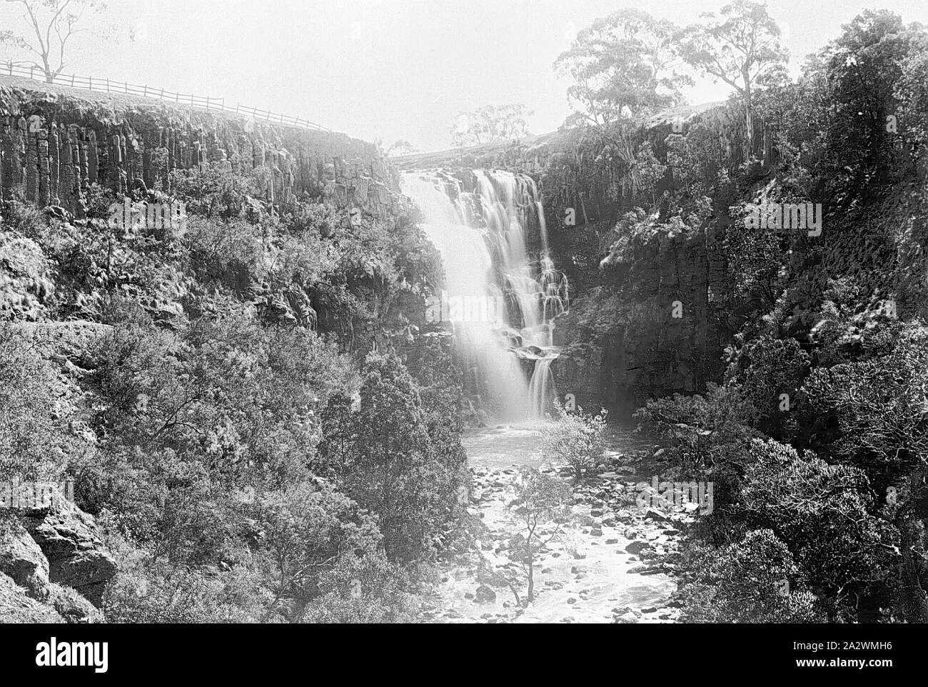 Negative - Lal Lal Falls, Victoria, 30 Sep 1896, Waterfall on Lal Lal Creek Stock Photo