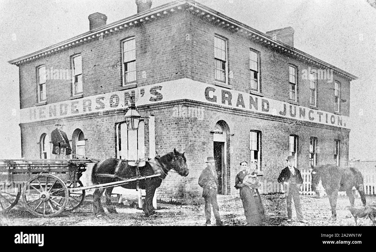 Negative Horse & Cart Outside Henderson's Grand Junction Hotel, Miner's Rest, Victoria, circa