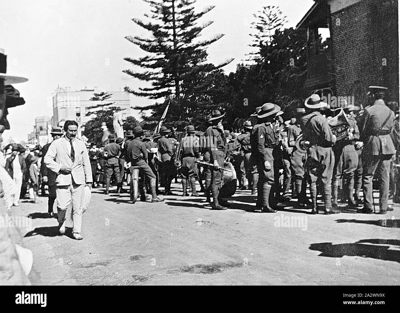 Negative - Scout Parade at the Manly Recreation Grounds, Manly, New South Wales, 1915, A scout parade at the Manly recreation grounds Stock Photo