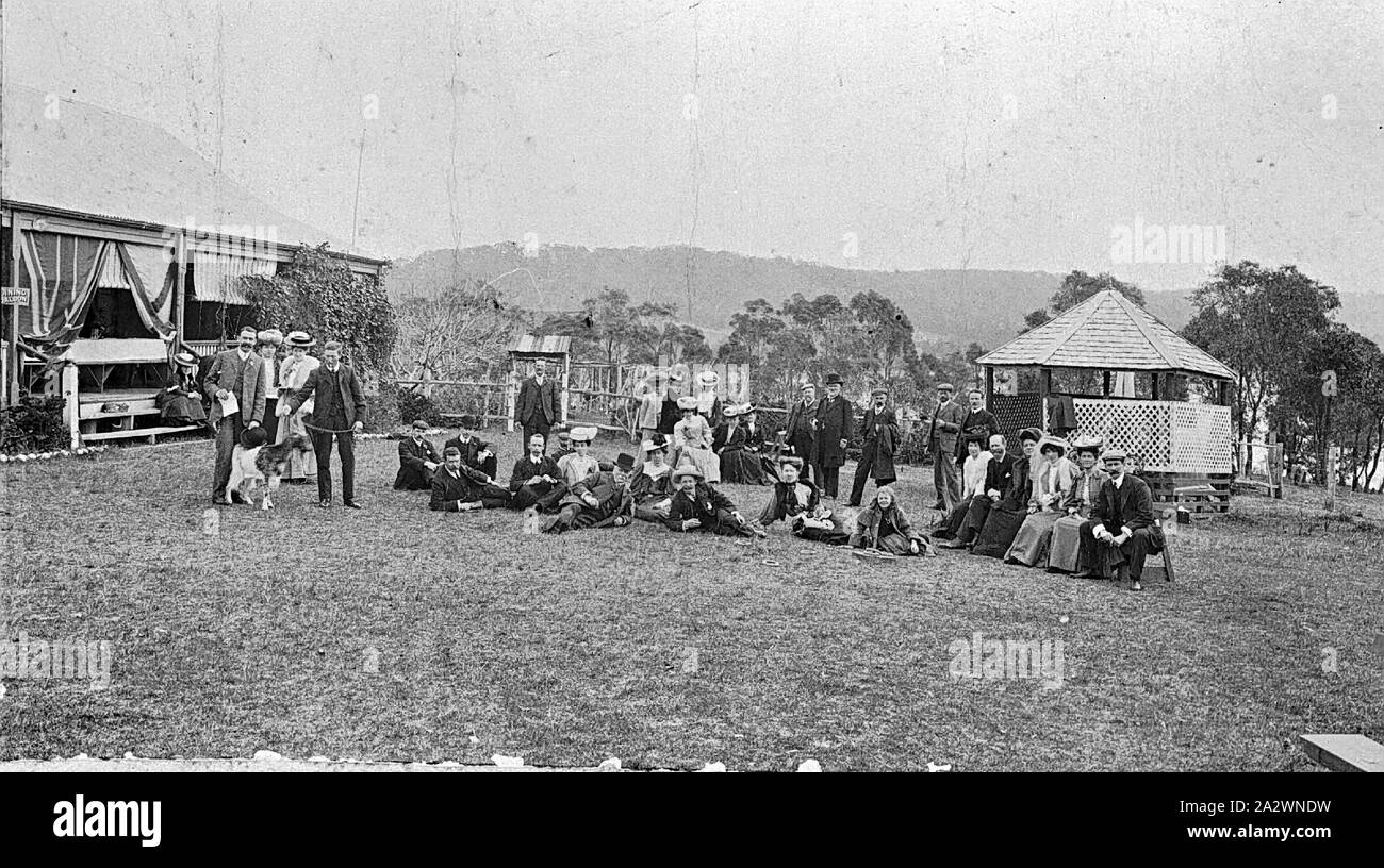 Negative People Seated Standing On A Lawn Outside A House Victoria Circa 1910 A Group Of People Seated And Standing On A Lawn There Is A House On The