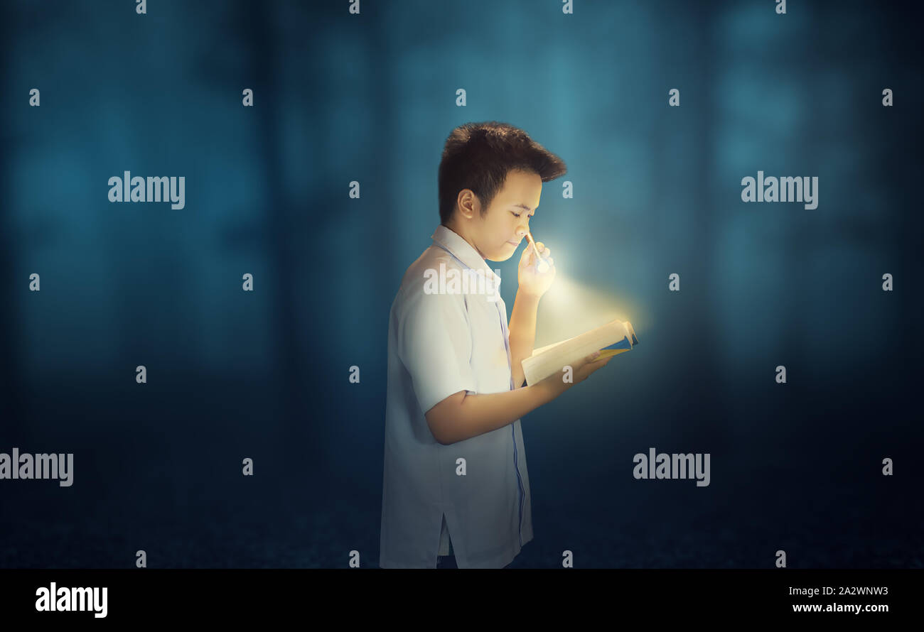 Young male student searching for knowledge or ideas concept. Stock Photo