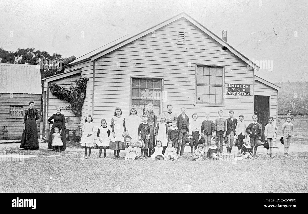 Negative Shirley, Victoria, circa 1900, A group of children and two