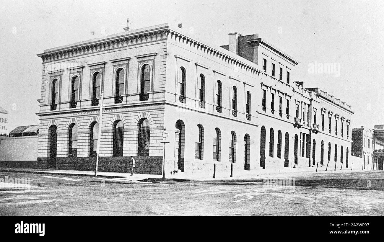 Negative - Ballarat, Victoria, circa 1866, The 'Leonard Terry' row of banks, including the Bank of Australasia Stock Photo