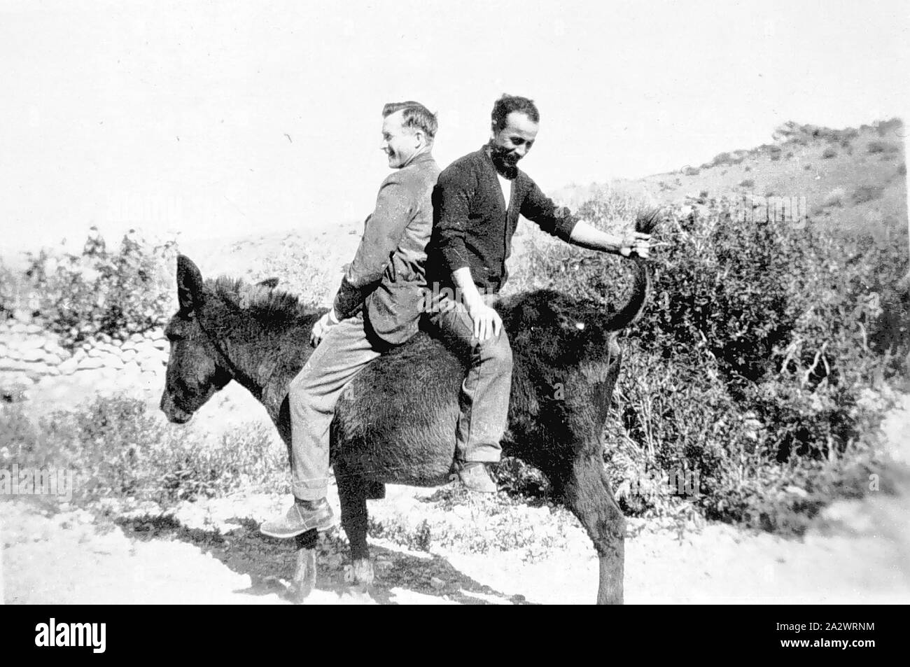 Two men on one horse hires stock photography and images Alamy