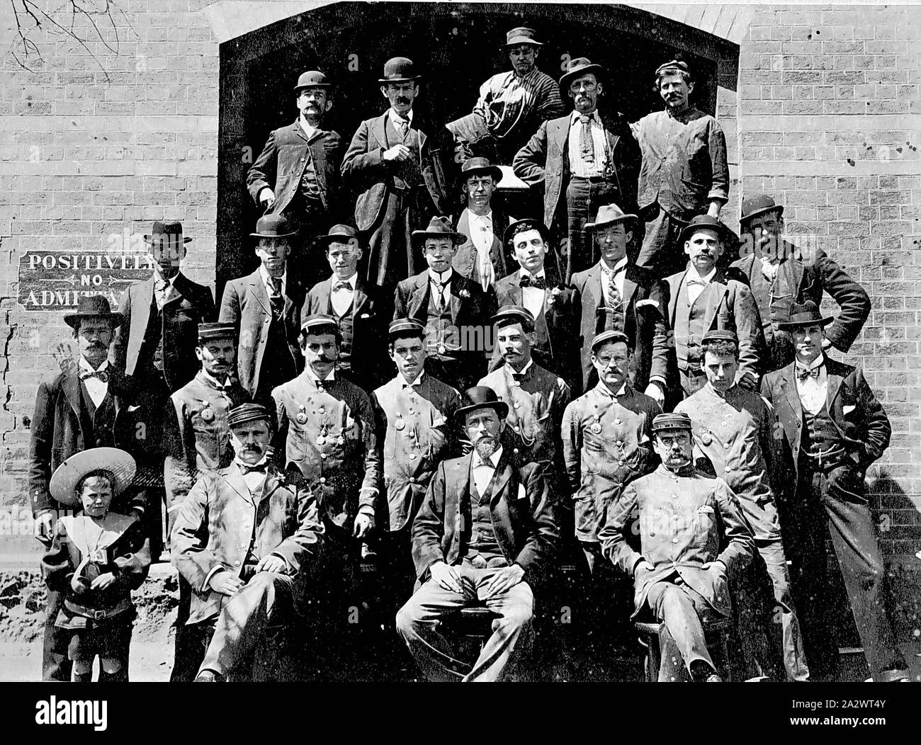 Negative - Bendigo, Victoria, circa 1905, A group of workers from the Bendigo tram system Stock Photo