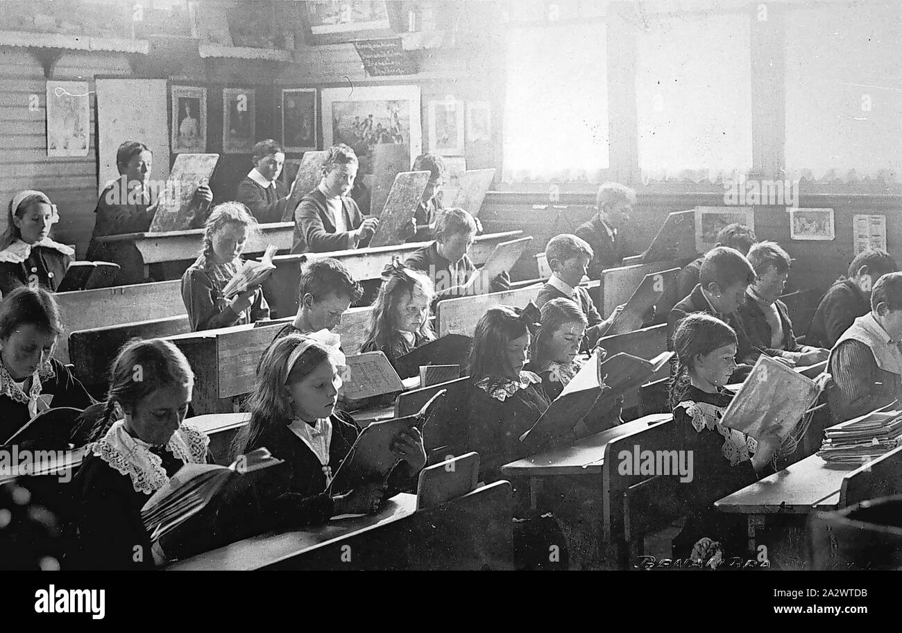 Negative - Benambra, Victoria, circa 1900, Inside a classroom at the ...
