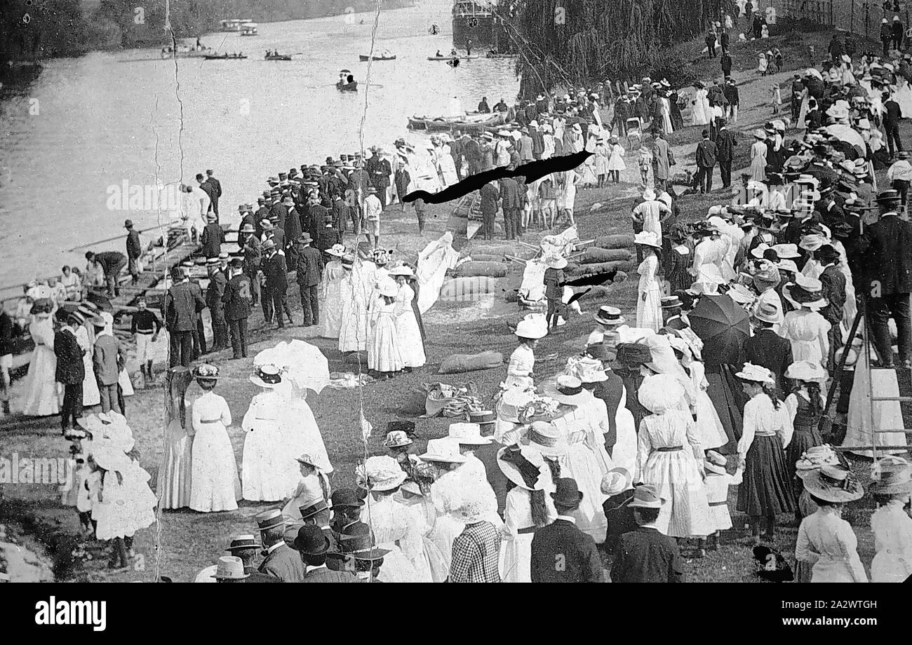 Negative Bairnsdale District Victoria Circa 1910 Crowds At Henley On The Mitchell River Stock Photo Alamy