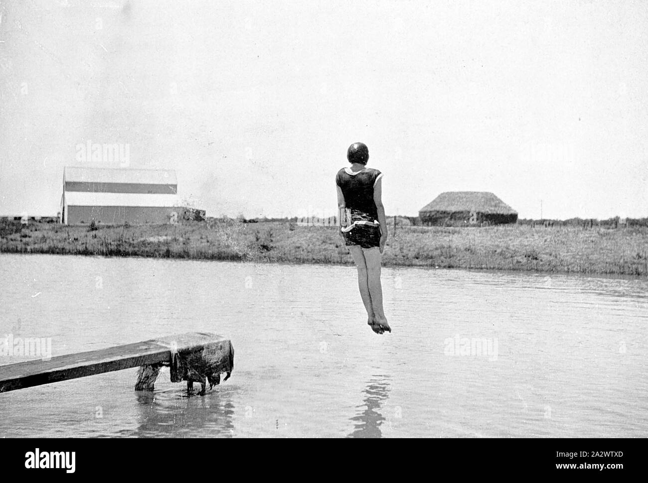 Negative Mildura District, Victoria, 1924, A young girl jumping, feet