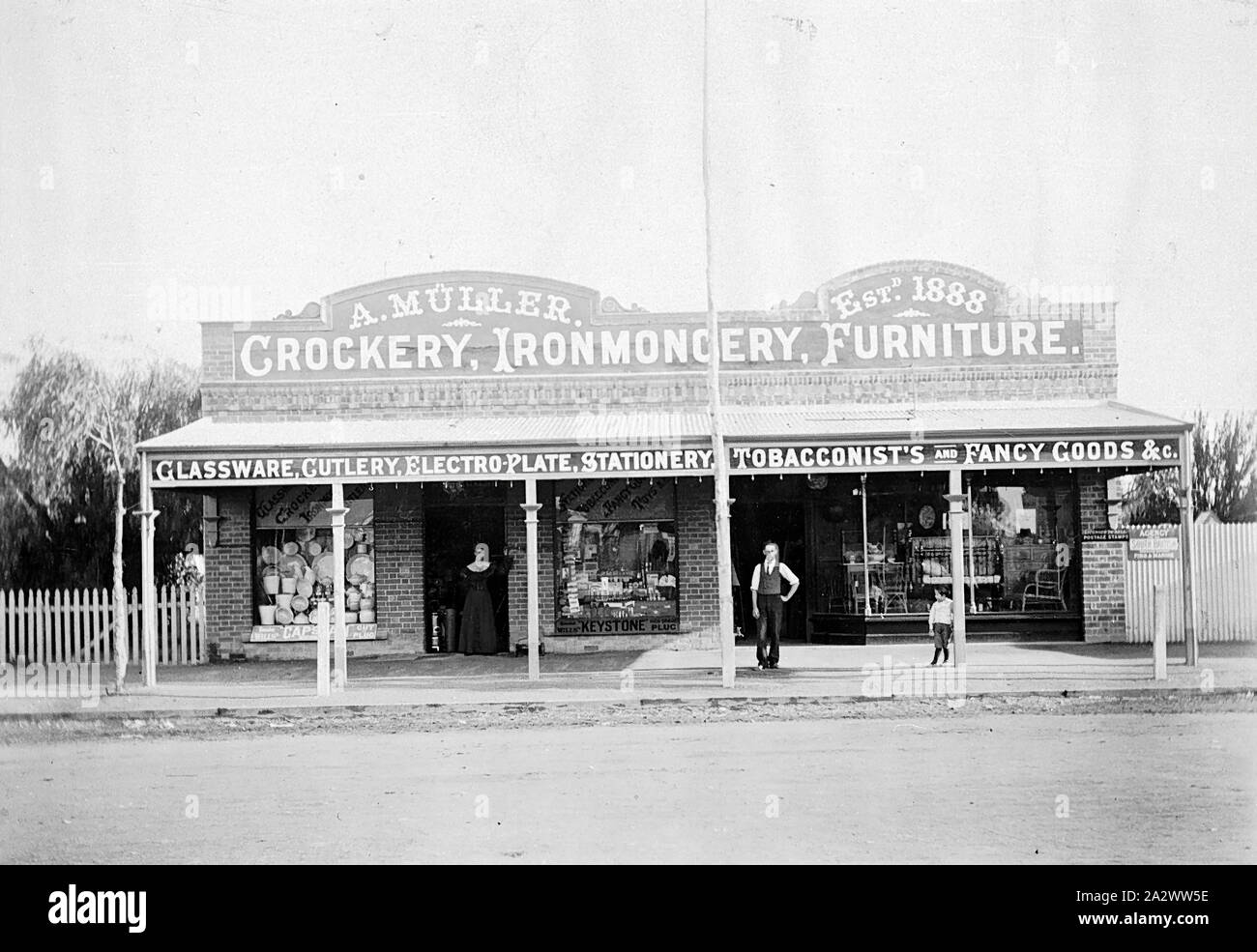 Negative A. Muller's General Store, Mildura, Victoria, circa 1905, A