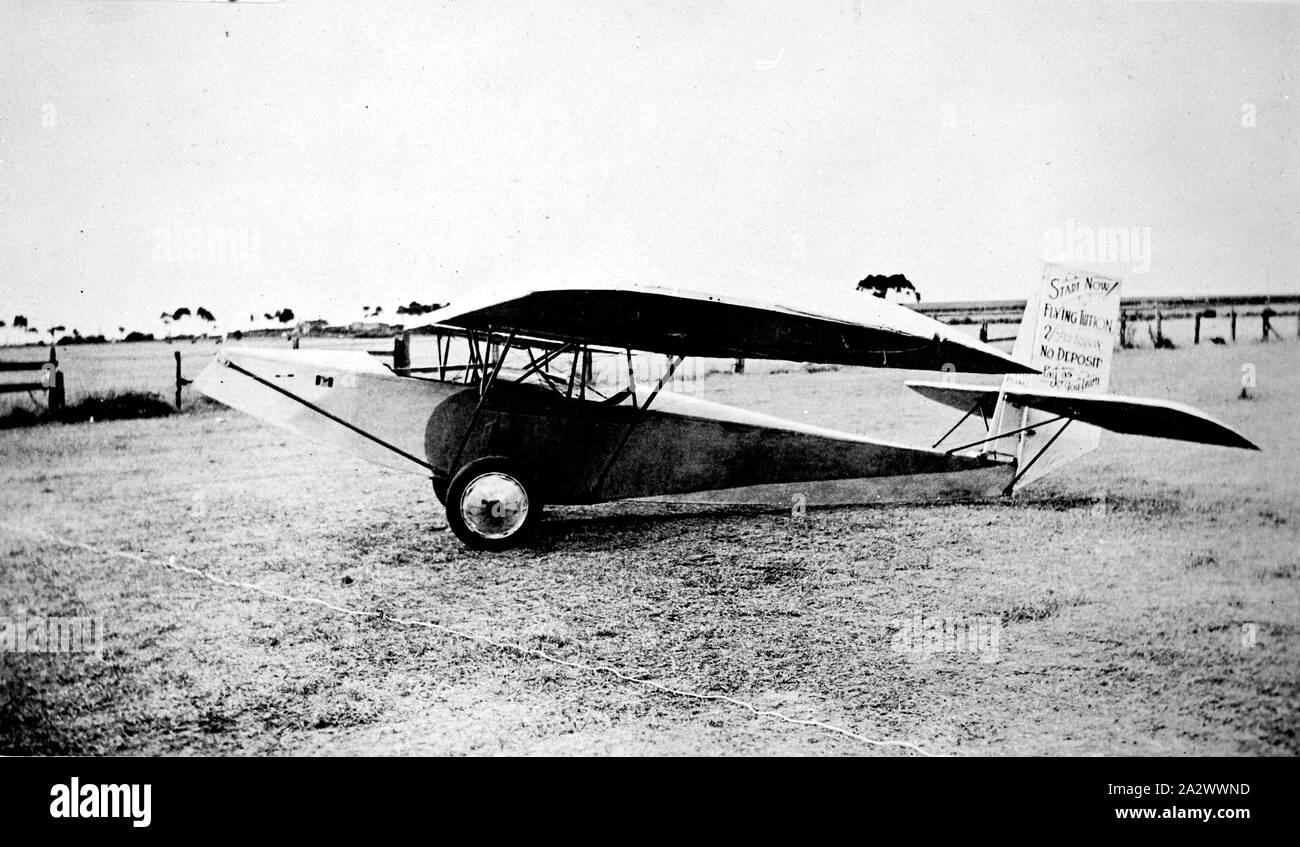 Negative Bacchus Marsh, Victoria, circa 1930, A two seat glider Stock