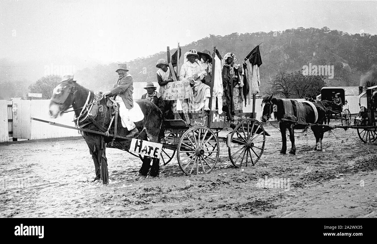 Negative Painted Group on Wagon, Eldorado, Victoria, Jan 1915, Horse