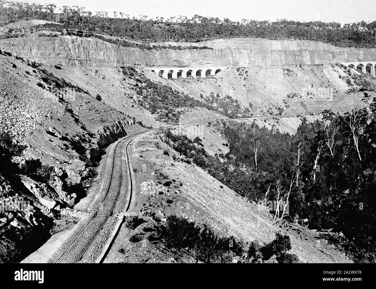 Negative - Mount Clarence, New South Wales, 1878, The 'Zig Zag Railway Stock Photo
