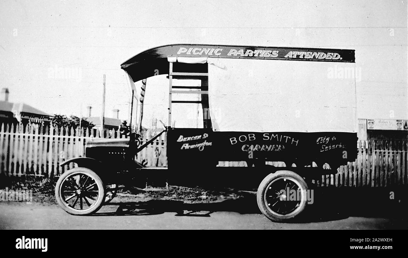Negative Flemington, Victoria, 1927, A Ford truck belonging to Bob