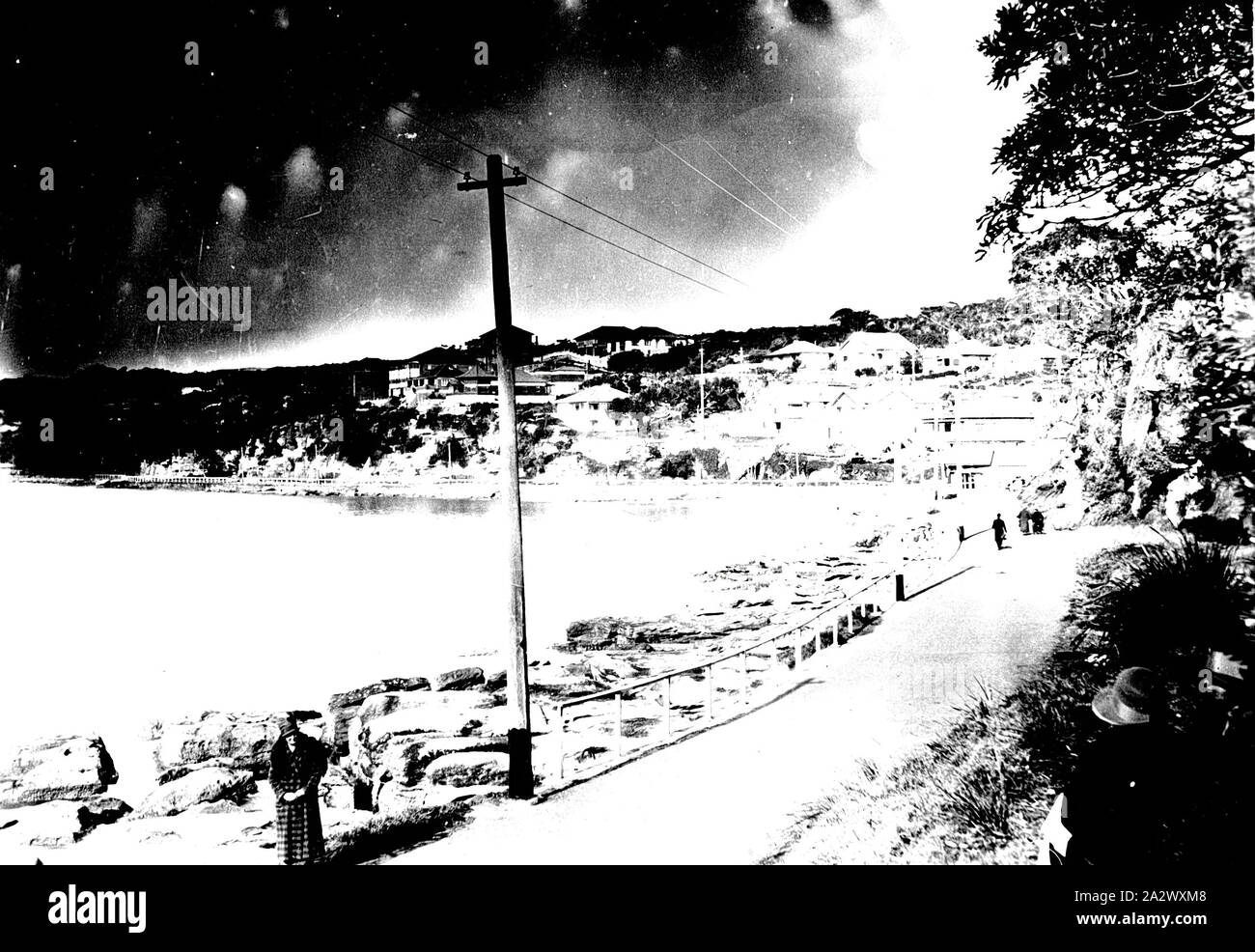 Negative - Manly, New South Wales, circa 1930, People on a path at Manly Stock Photo