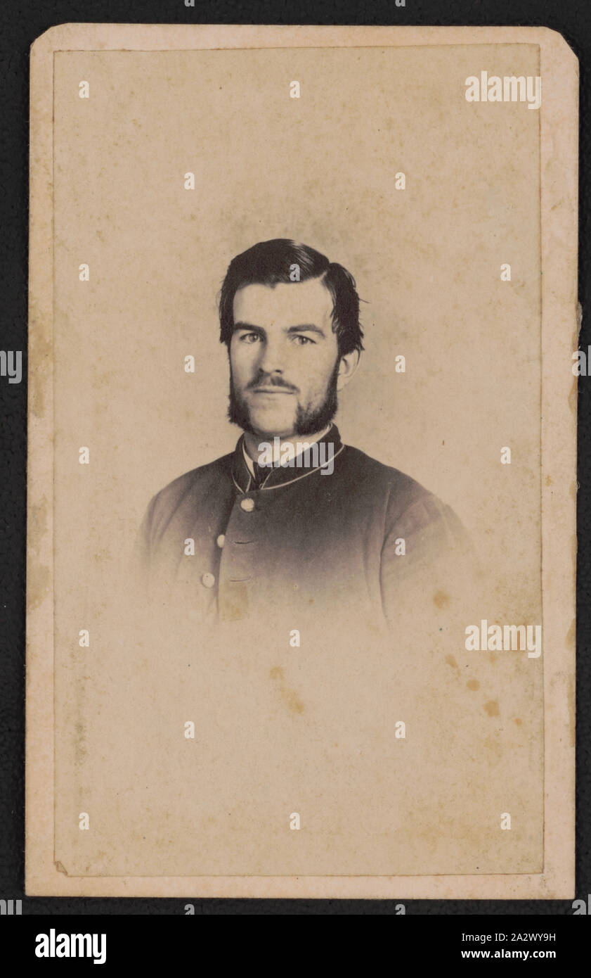 Respectfully, W.E. Ludwig, Co. E, 20th Regt., Maine Volunteers / Photographed by Amey & Lemer, Wyeth's Hall, Harrisburg, Penna. Stock Photo