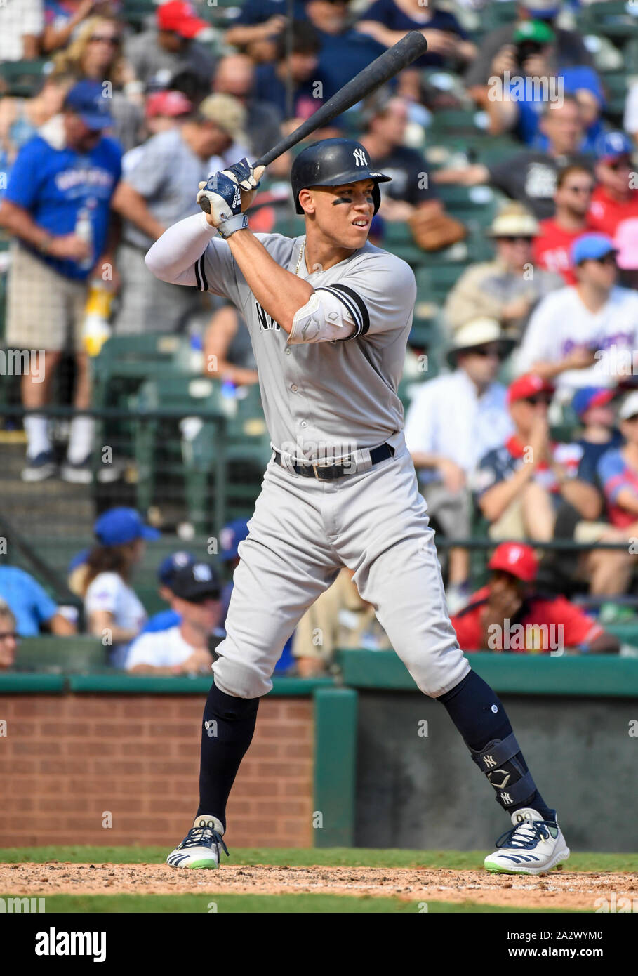 New York Yankees right fielder Aaron Judge stands on the field during batting  practice before an exhibition baseball game against the Washington  Nationals, Monday, March 25, 2019, in Washington. (AP Photo/Nick Wass