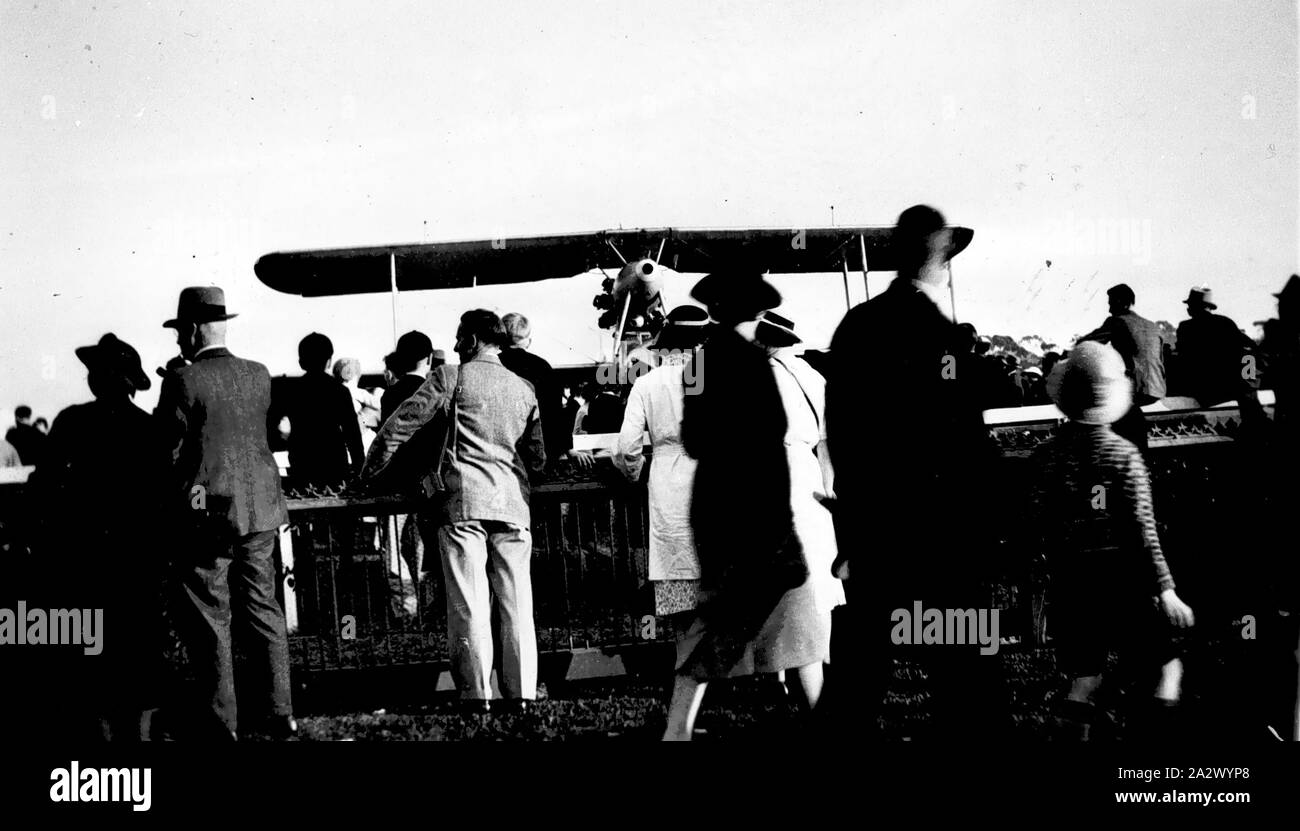 Negative Flemington, Victoria, 1938, People at an airshow at the