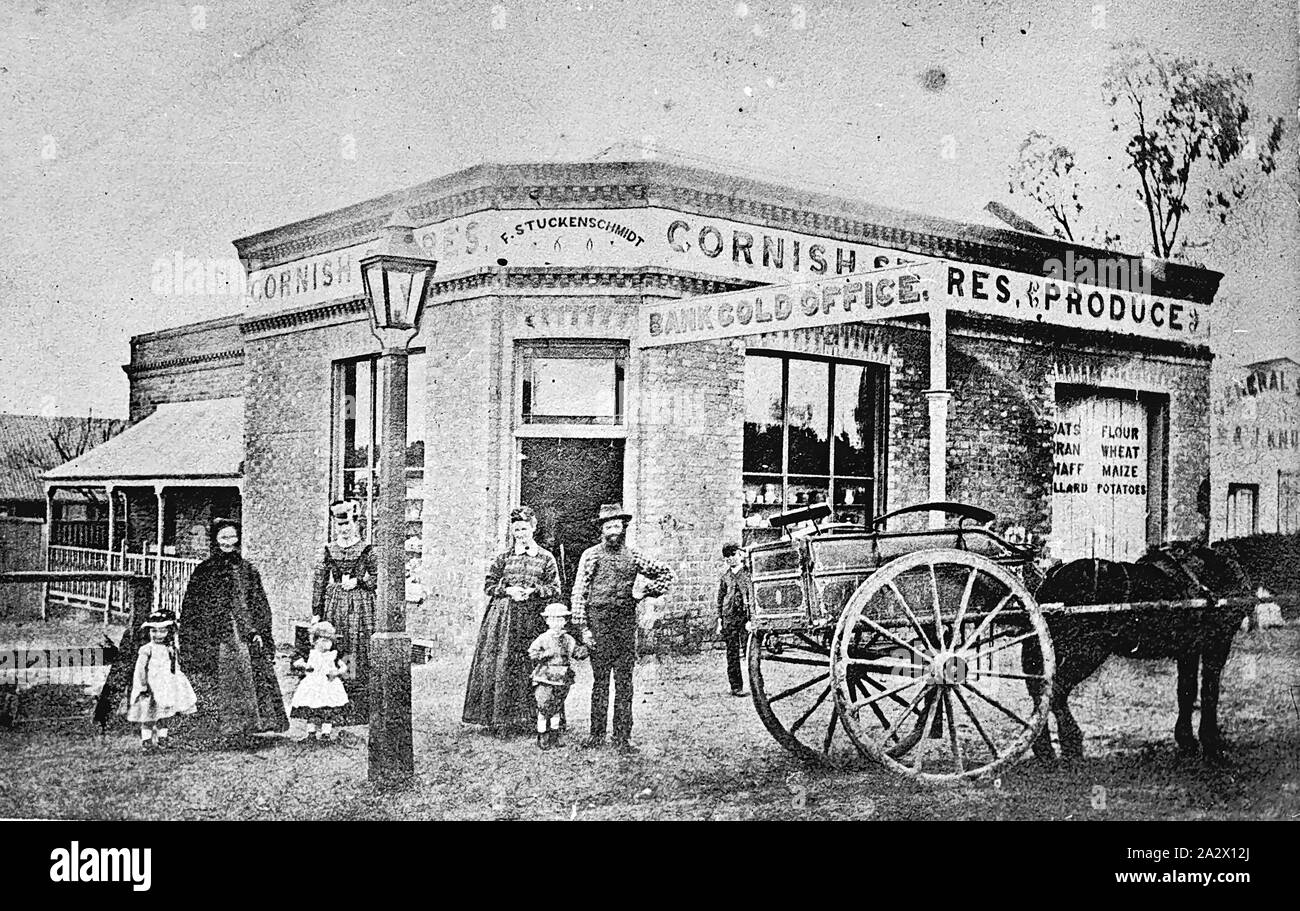 Negative F. Stuckenschmidt & Family in Front of his Shop, 'Cornish