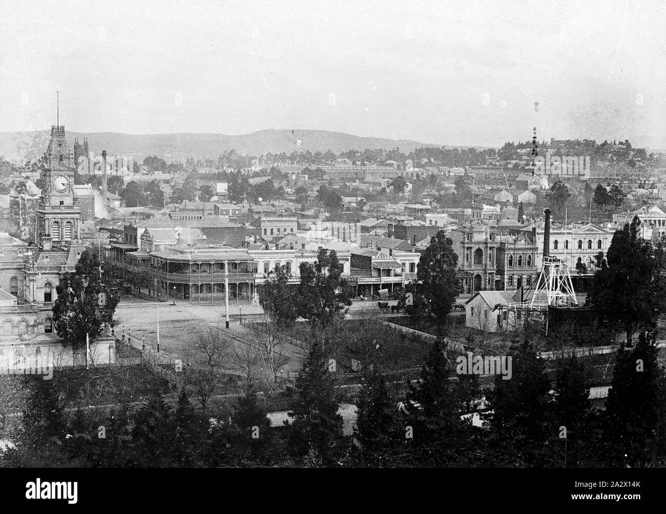 Negative Bendigo, Victoria, 1890, The City of Bendigo from the Camp