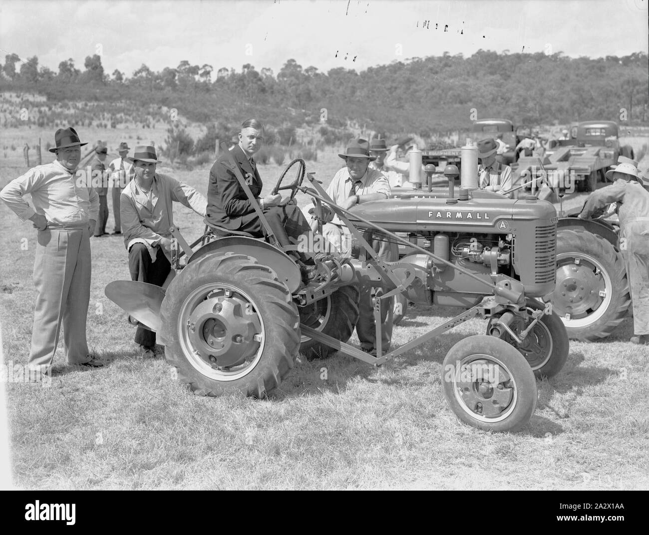 Negative - International Harvester, Demonstrating Farmall A