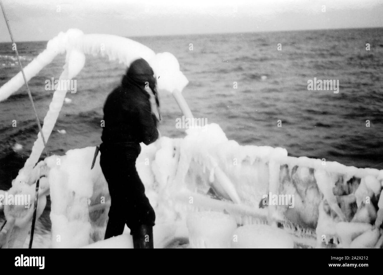 Photograph - by George Rayner, Antarctica, circa 1920s, Photograph taken during a series of scientific expeditions undertaken in the waters off Antarctica, during the late 1920s and 1930s. Probably taken by George W. Rayner, who was employed as a biologist on the expeditions. 'MacKenzie Sea' was the name originally given to Mackenzie Bay at the western end of the Amery Ice Shelf, about 32 kilometres northeast of Foley Peninsula, Antarctica Stock Photo