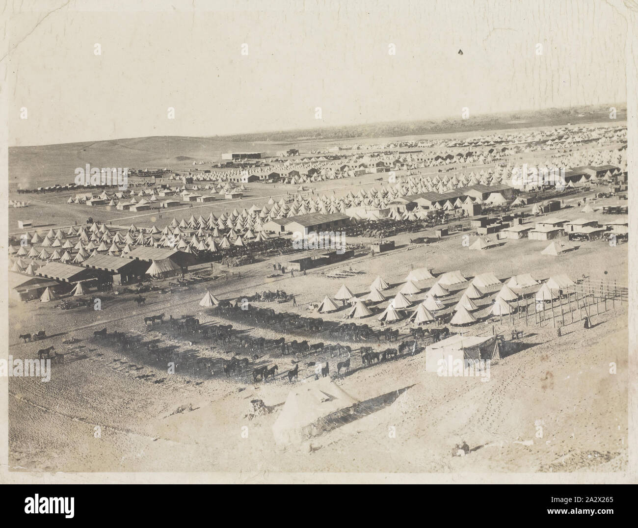 Photograph - 'Australian Camp, Mena', Egypt, Captain Edward Albert McKenna, World War I, 1914-1915, One of 108 images in an album from World War I likely to have been taken by Captain Edward Albert McKenna. The album contains photographs of the 7th Battalion in Egypt. Image of Mena Camp, one of three training camps in Egypt that were used by the A.I.F. and the N.Z.E.F Stock Photo