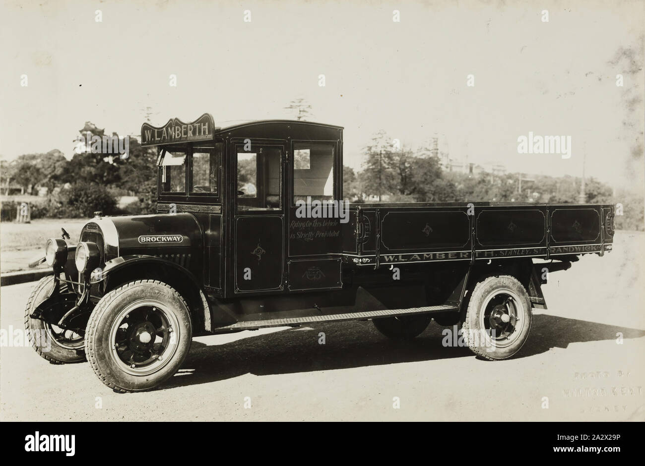 Photograph - Brockway Motors Ltd, Brockway Model E 35 Speed Truck, Sydney, New South Wales, circa 1927, Image from a photograph album containing twenty one photographs of motor trucks. The album was used by Brockway Motors Ltd Stock Photo