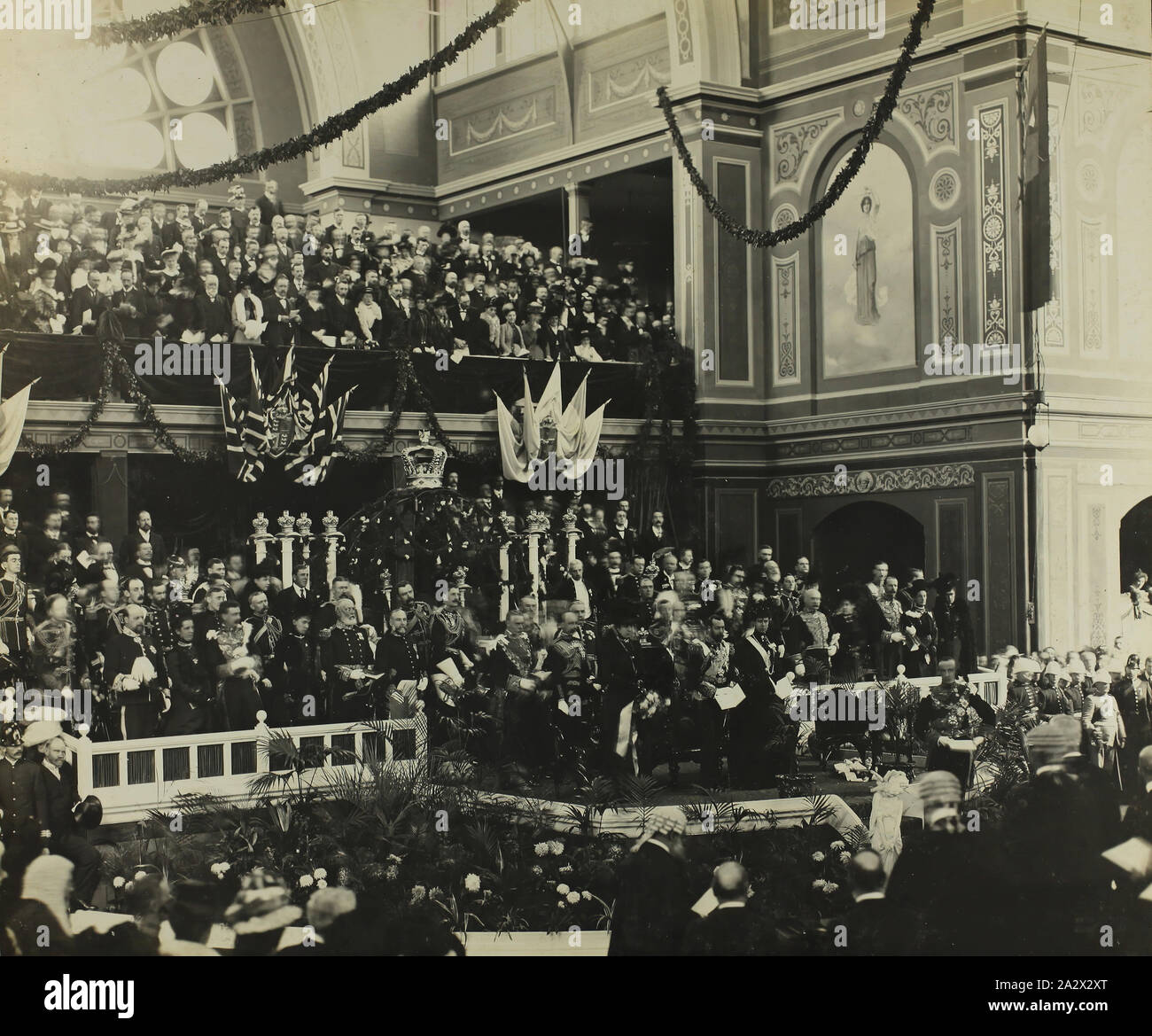 Photograph - 'Opening of the First Parliament of the Commonwealth', Exhibition Building, Melbourne, 09 May 1901, of a set of 47 original photographs of the Australian Federation celebrations Melbourne 1901