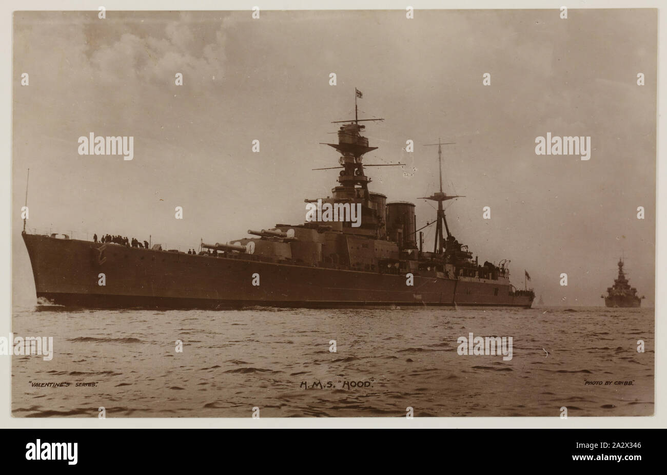Photograph - 'H.M.S Hood', Able Seaman David Ralph Goodwin, World War II, 1939-1948, Photograph of HMS Hood during World War II. One of 32 black and white photographs, some in the form of postcards, relating to the military service of David Ralph Goodwin, Ex H.M.A.S. Association (Vic Stock Photo
