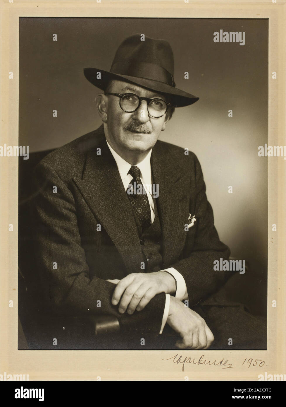 Photograph, Edgar Rouse, Melbourne, 1950, Photograph of Edgar Rouse, Chairman of Kodak Australasia Pty Ltd, Melbourne,1950. collection of products, promotional materials, photographs and working life artefacts, when the Melbourne manufacturing plant at Coburg closed down. manufactured and distributed a wide range of photographic products to Australasia, such Stock Photo