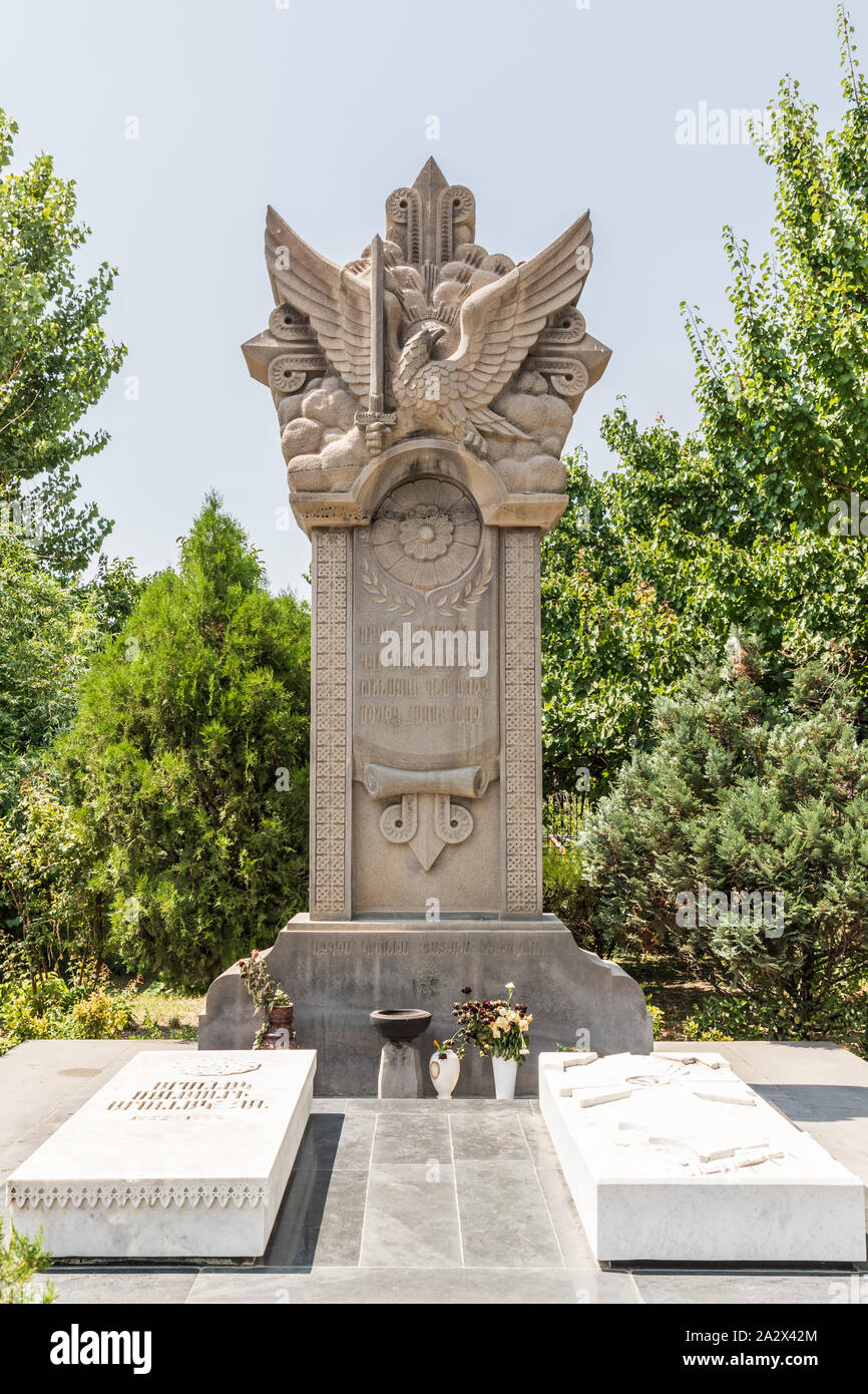 Western Asia,Eurasia,South Caucasus, Republic of Armenia. Yerevan, Nork-Marash district. Monument on the grounds of the Surb Astvatsatsin Church. Stock Photo