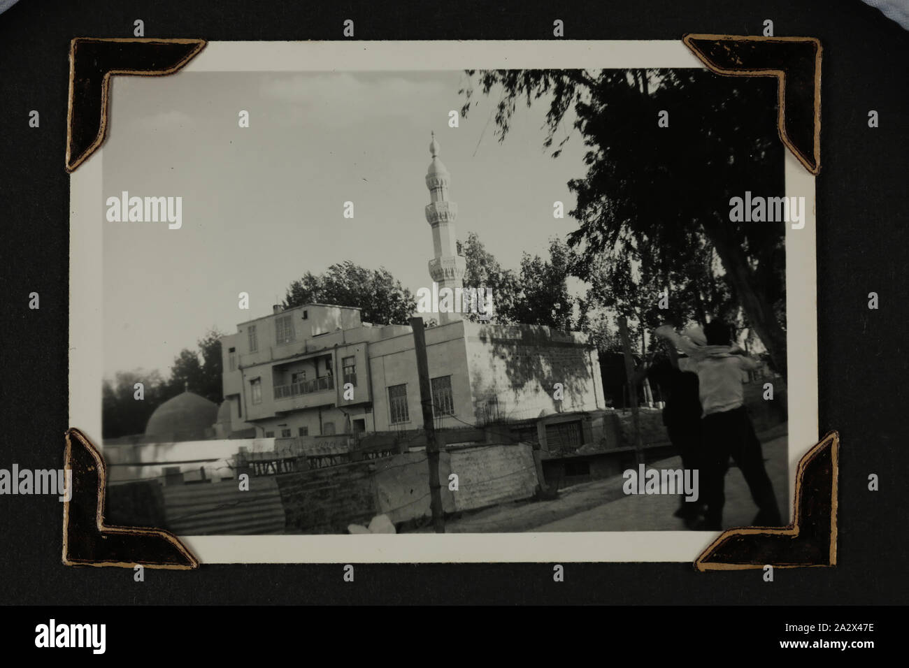 Photograph - 'Mosque & Minaret', Damascus, Syria, Sister Isabel Erskine Plante, World War II, 1941, One of 135 black and white photographs contained in a World War II-era photograph album, featuring photographs of Sister Isabel Erskine Plante in uniform, on service views of the Middle East and New Guinea - World War II. The album belonged to Sister Isabel Erskine Plante, a nurse at the 7th Australian General Hospital in Palestine Stock Photo