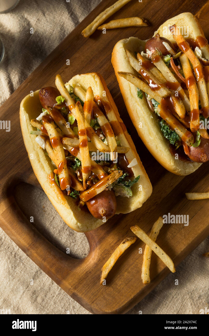 Homemade Cleveland Polish Boy Sandwich with BBQ and French Fries Stock Photo Alamy