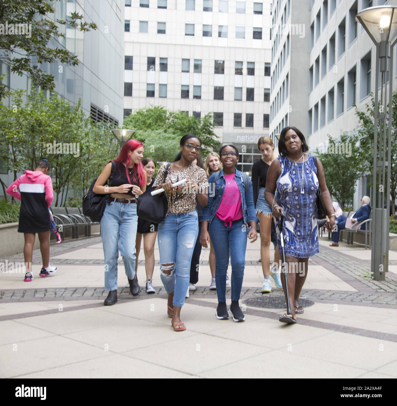 Teen girls walking in downtown Brooklyn after school. New York City Stock  Photo - Alamy