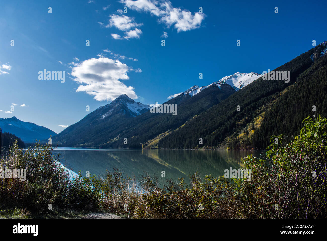 Duffey Lake reflection #7223 BC Canada Stock Photo