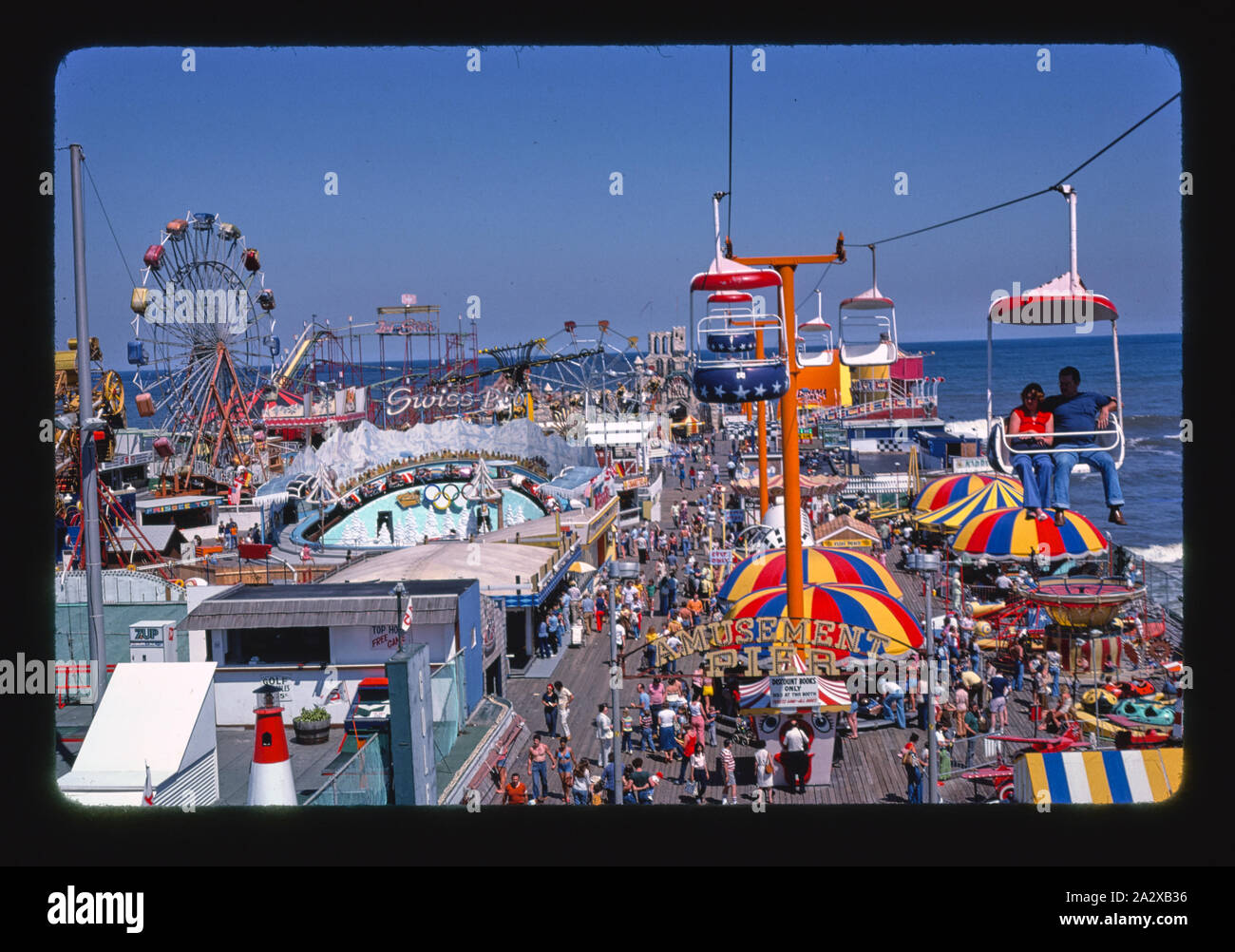 Rides above, Seaside Heights, New Jersey Stock Photo