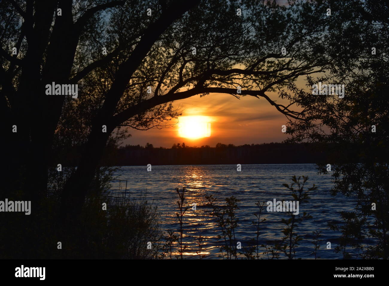 Sunset over the Ottawa river Stock Photo