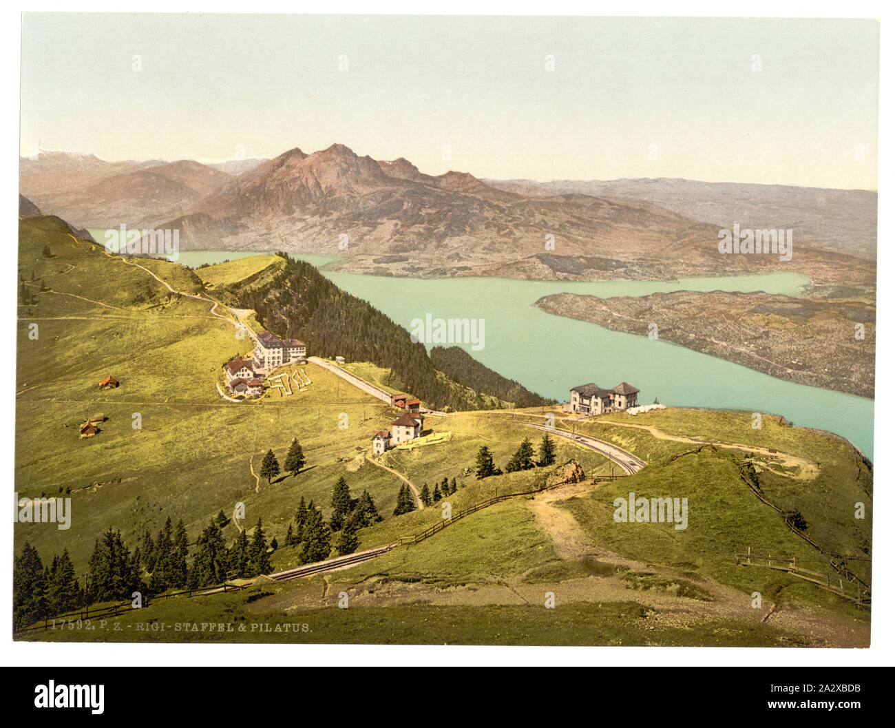 Rigi Staffel and Pilatus, Rigi, Switzerland; Print no. 17592.; Forms part of: Views of Switzerland in the Photochrom print collection.; Title from the Detroit Publishing Co., Catalogue J-foreign section, Detroit, Mich. : Detroit Publishing Company, 1905.; Stock Photo