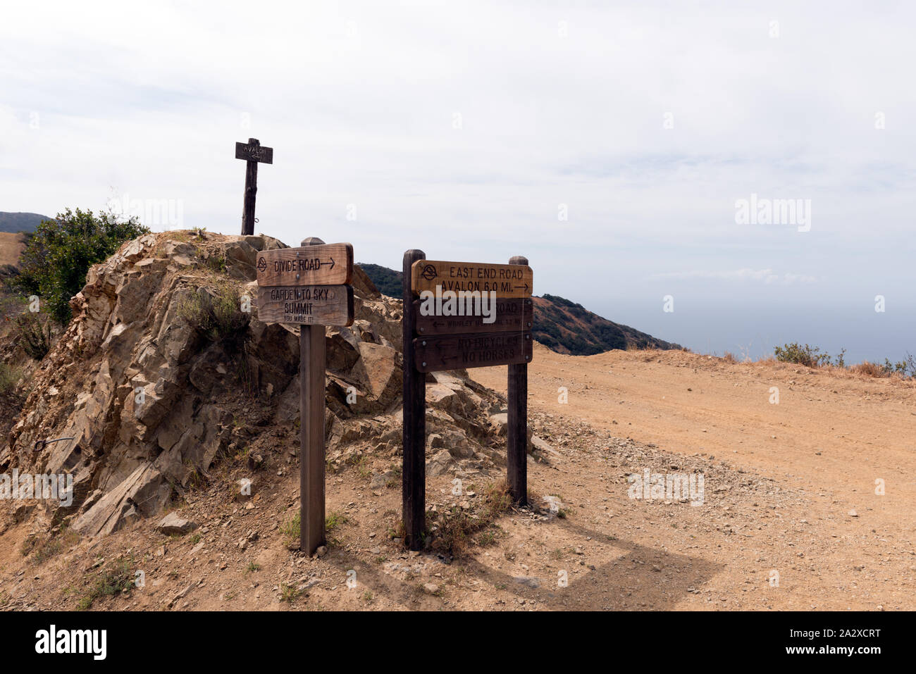 Rocky Rpad Sign Road signs on Santa Catalina Island, a rocky island off the coast of ...